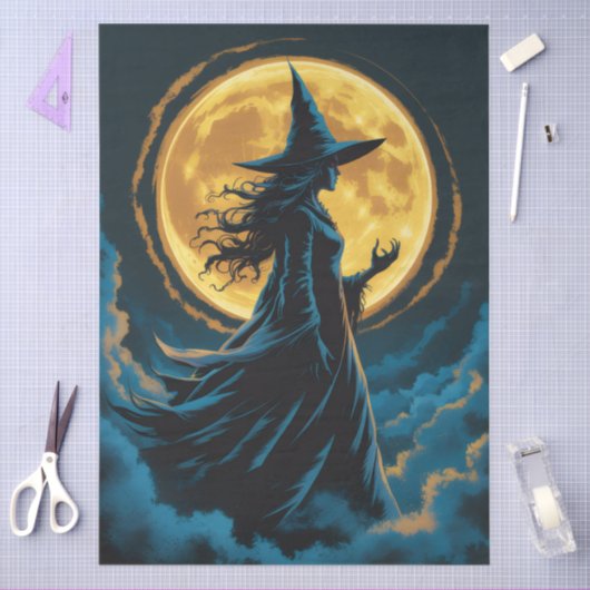 Halloween Spooky Witch a Full Moon 薄葉紙 (クラフト)