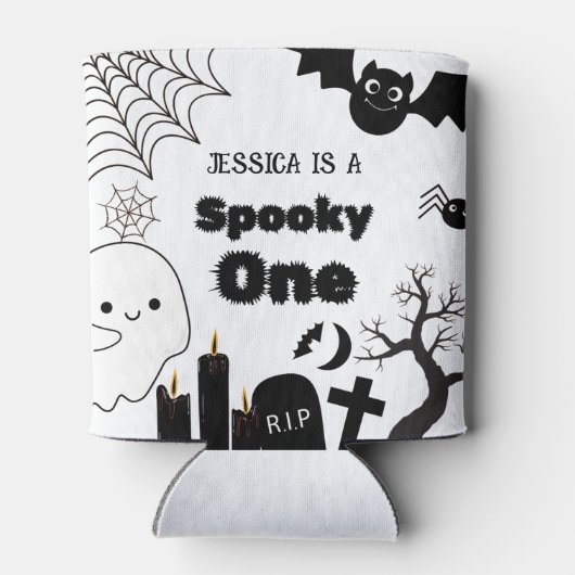 Halloween Sppoky One First Birthday party 缶クーラー (裏面)