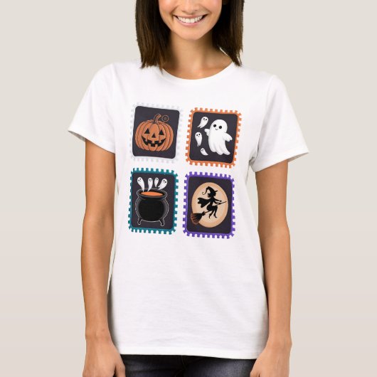 Halloween Stamp Embroidery Design – Pumpkin, Ghost Tシャツ (正面)