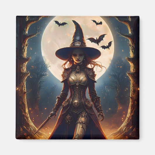 Halloween Steampunk Forest Witch マグネット (正面)