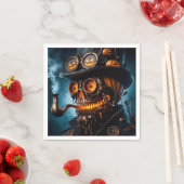 Halloween Steampunk Gothic Jack-O-Lantern スタンダードカクテルナプキン (インサイチュ)
