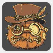 Halloween steampunk pumpkin スクエアシール (正面)