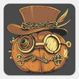 Halloween steampunk pumpkin スクエアシール