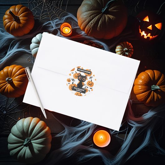 Halloween Sticker – Too Cute to Spook Black Cat ラウンドシール