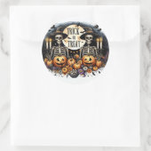 Halloween Stickers with Skeletons ラウンドシール (バッグ)