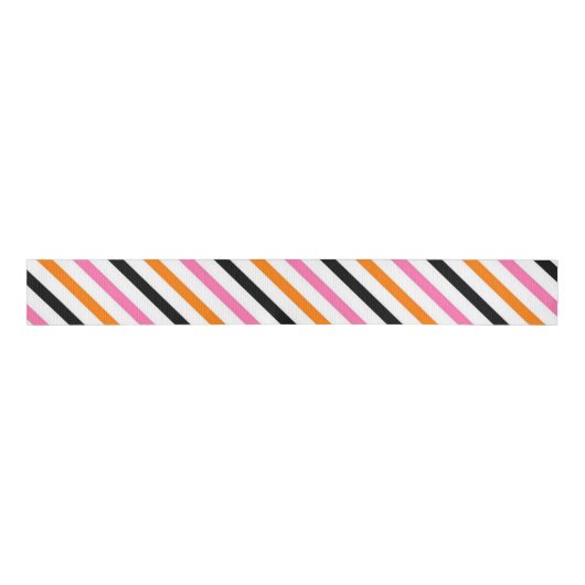 Halloween Stripes – Bold Diagonal Pattern グログランリボン (正面)