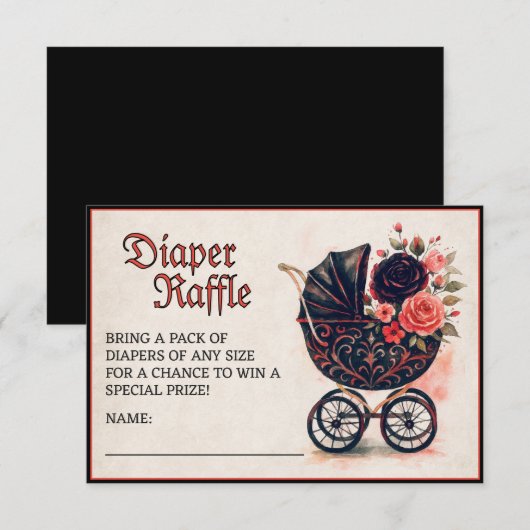 Halloween Stroller Diaper Raffle Baby Shower エンクロージャーカード (正面/裏面)