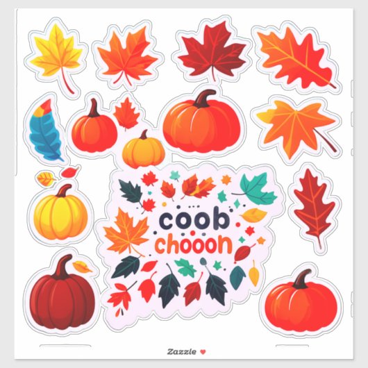 Halloween style Leaves And Pumpkin Design シール (シート)