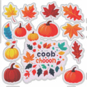 Halloween style Leaves And Pumpkin Design シール (正面)