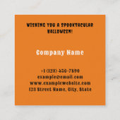 Halloween-style skull, bats, spider webs スクエア名刺 (裏面)