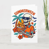 Halloween Summer Ween Skeleton Spooky Vacation Flo カード (正面)