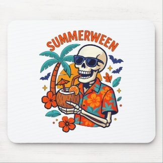 Halloween Summer Ween Skeleton Spooky Vacation Flo マウスパッド