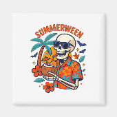 Halloween Summer Ween Skeleton Spooky Vacation Flo マグネット (正面)