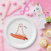 Halloween Surfer Ghost black ペーパープレート (パーティー)