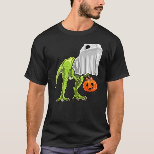 Halloween T Rex Dinosaur Ghost Trick or Treat Gift Tシャツ (正面)