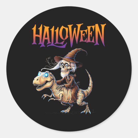 Halloween T-rex Skeleton Ride  ラウンドシール (正面)