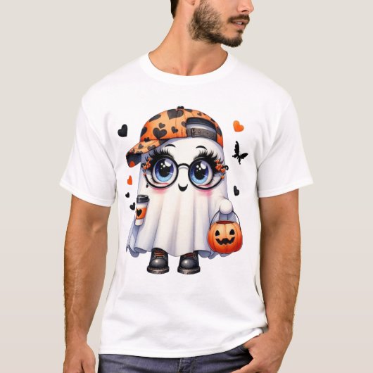 Halloween T-Shirt ,Cute Ghost Tee , Pumpkin Shirt  Tシャツ (正面)
