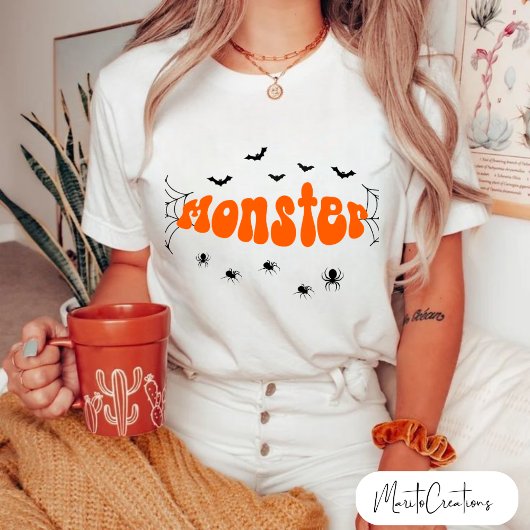halloween t-shirt retro lettering, spooky season tシャツ