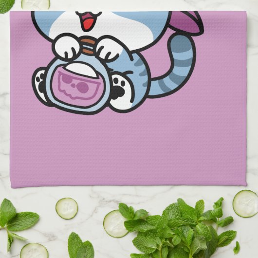 Halloween Tabby Cat – Witch Hat & Potion Art キッチンタオル (折り畳み)