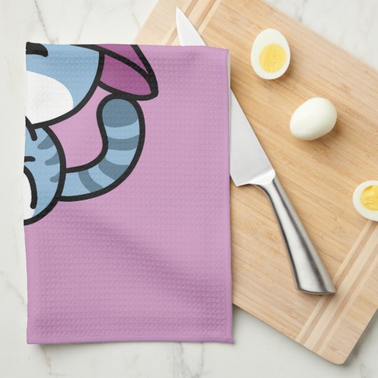 Halloween Tabby Cat – Witch Hat & Potion Art キッチンタオル (四つ折り)