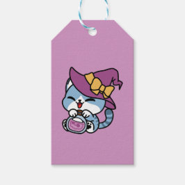 Halloween Tabby Cat – Witch Hat & Potion Art ギフトタグ