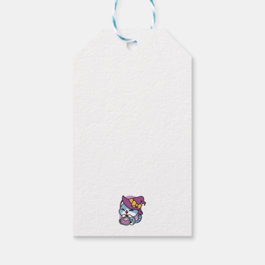 Halloween Tabby Cat – Witch Hat & Potion Art ギフトタグ (裏面)