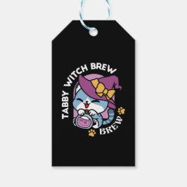 Halloween Tabby Cat – Witch Hat & Potion Art ギフトタグ