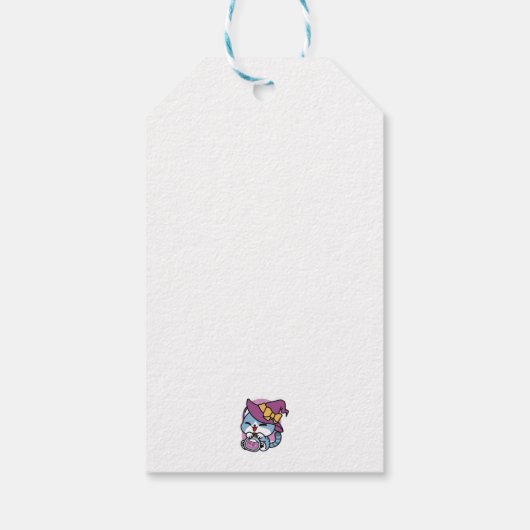 Halloween Tabby Cat – Witch Hat & Potion Art ギフトタグ (裏面)