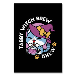 Halloween Tabby Cat – Witch Hat & Potion Art テーブルナンバー