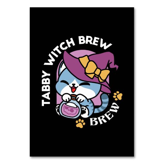 Halloween Tabby Cat – Witch Hat & Potion Art テーブルナンバー (正面)