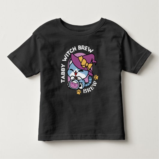 Halloween Tabby Cat – Witch Hat & Potion Art トドラーTシャツ (正面)