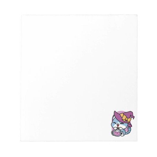 Halloween Tabby Cat – Witch Hat & Potion Art ノートパッド (正面)