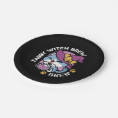 Halloween Tabby Cat – Witch Hat & Potion Art ペーパープレート (アングル)