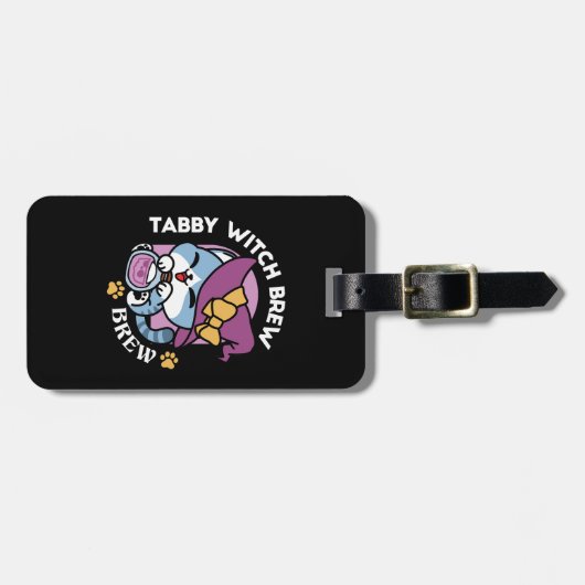 Halloween Tabby Cat – Witch Hat & Potion Art ラゲッジタグ (正面横)