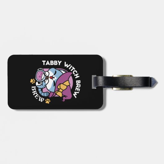 Halloween Tabby Cat – Witch Hat & Potion Art ラゲッジタグ (裏面横)