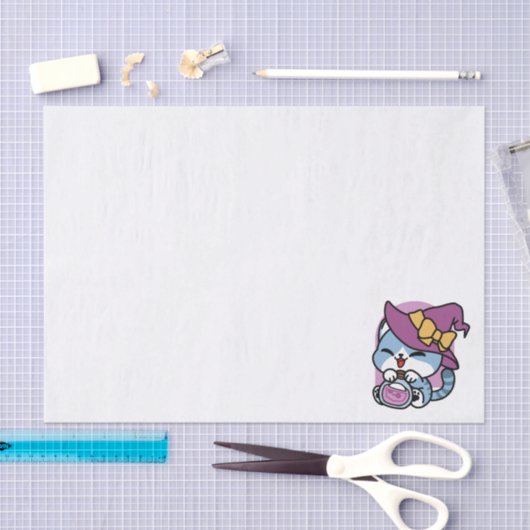 Halloween Tabby Cat – Witch Hat & Potion Art 薄葉紙 (クラフト)