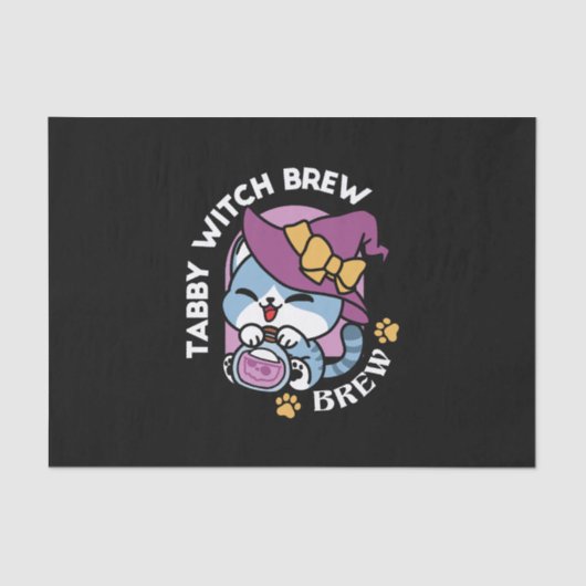 Halloween Tabby Cat – Witch Hat & Potion Art 薄葉紙 (正面)