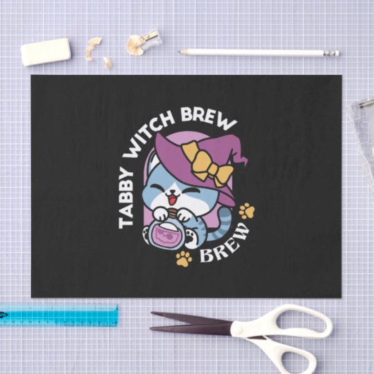 Halloween Tabby Cat – Witch Hat & Potion Art 薄葉紙 (クラフト)
