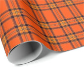 Halloween Tartan Plaid Bold Orange & Black Check ラッピングペーパー (ロールコーナー)