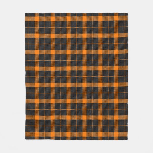 Halloween Tartan plaid. Scottish pattern in orange フリースブランケット (正面)