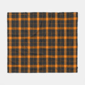 Halloween Tartan plaid. Scottish pattern in orange フリースブランケット (正面(横))