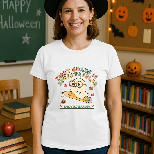 Halloween Teacher Gift Ghost & Pencil Tシャツ