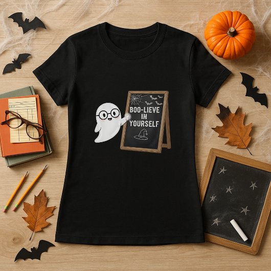 Halloween Teacher Gift Tee; BOO-LIEVE in Yourself Tシャツ