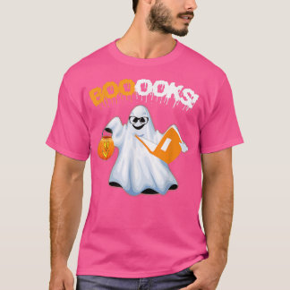 Halloween Teacher Librarian Books Reading Ghost Pu Tシャツ