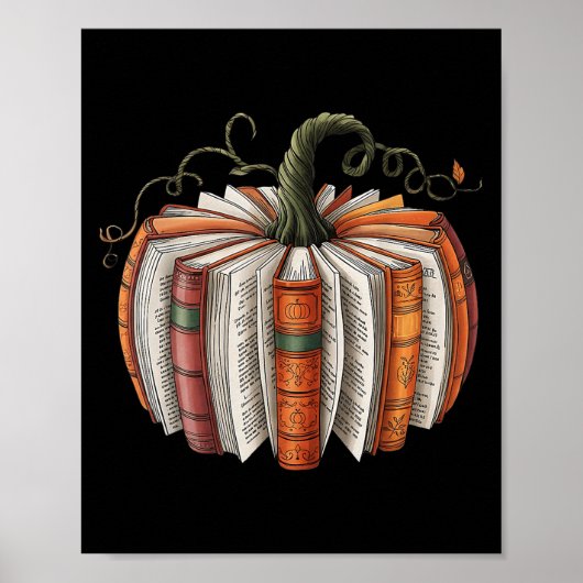 Halloween Teacher Librarians Fall Book Pumpkin Ret ポスター (正面)