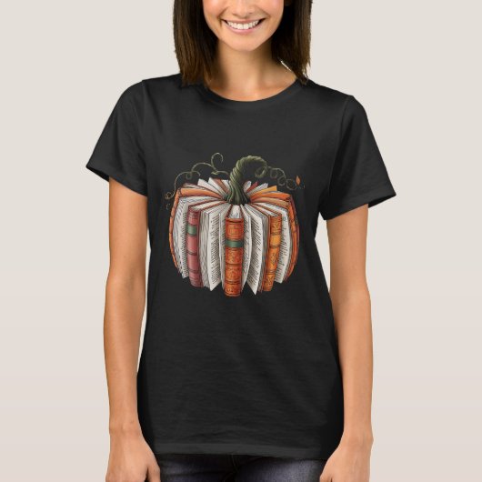 Halloween Teacher Librarians Fall Book Pumpkin Ret Tシャツ (正面)