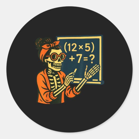 Halloween Teacher Six Seven Meme 6 7 Skeleton Soky ラウンドシール (正面)