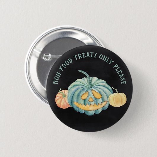Halloween Teal Pumpkin Allergy Awareness 缶バッジ (正面&裏面)