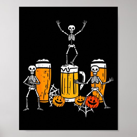 Halloween Team Skeletons Dancing Funny Costume Par ポスター (正面)