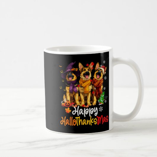 Halloween Thanksgiving Christmas German Shepherd D コーヒーマグカップ (右)